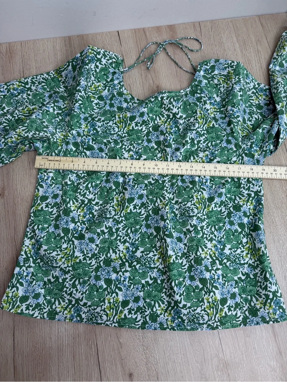 J.Crew Tie-Back Stretch Cotton Poplin-blend Top Blouse Fete Floral Green Sz. 14 - Picture 10 of 15